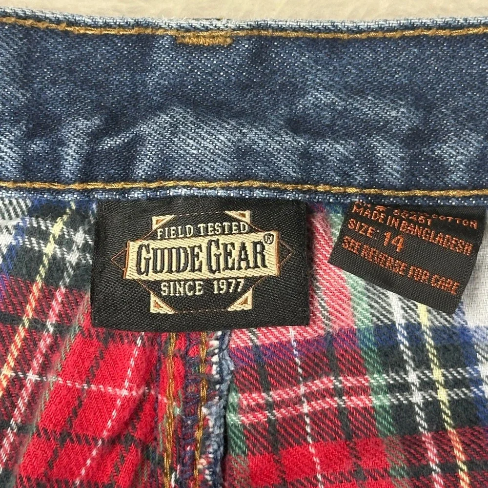 Guide Gear Flannel Lined Jeans Womens 14‎ Blue Straight VTG Plaid Cotton Denim